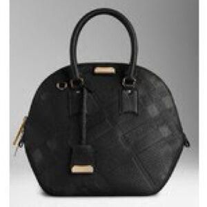 The Medium Orchard In Embossed Check Leather Black Used